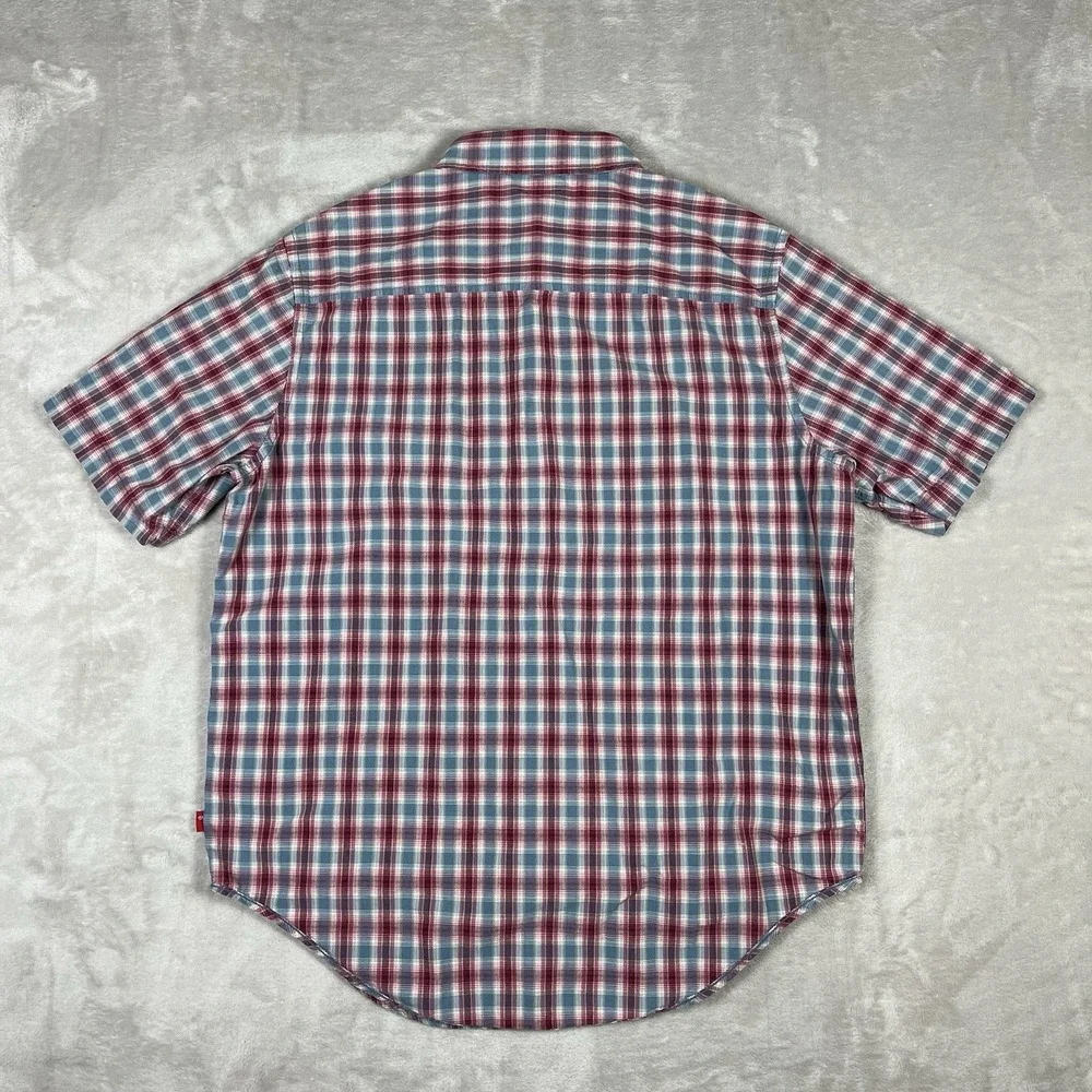 Levis Red Tab Shirt‎ Mens Large Multicolor Plaid Cotton Short Sleeve Button Up